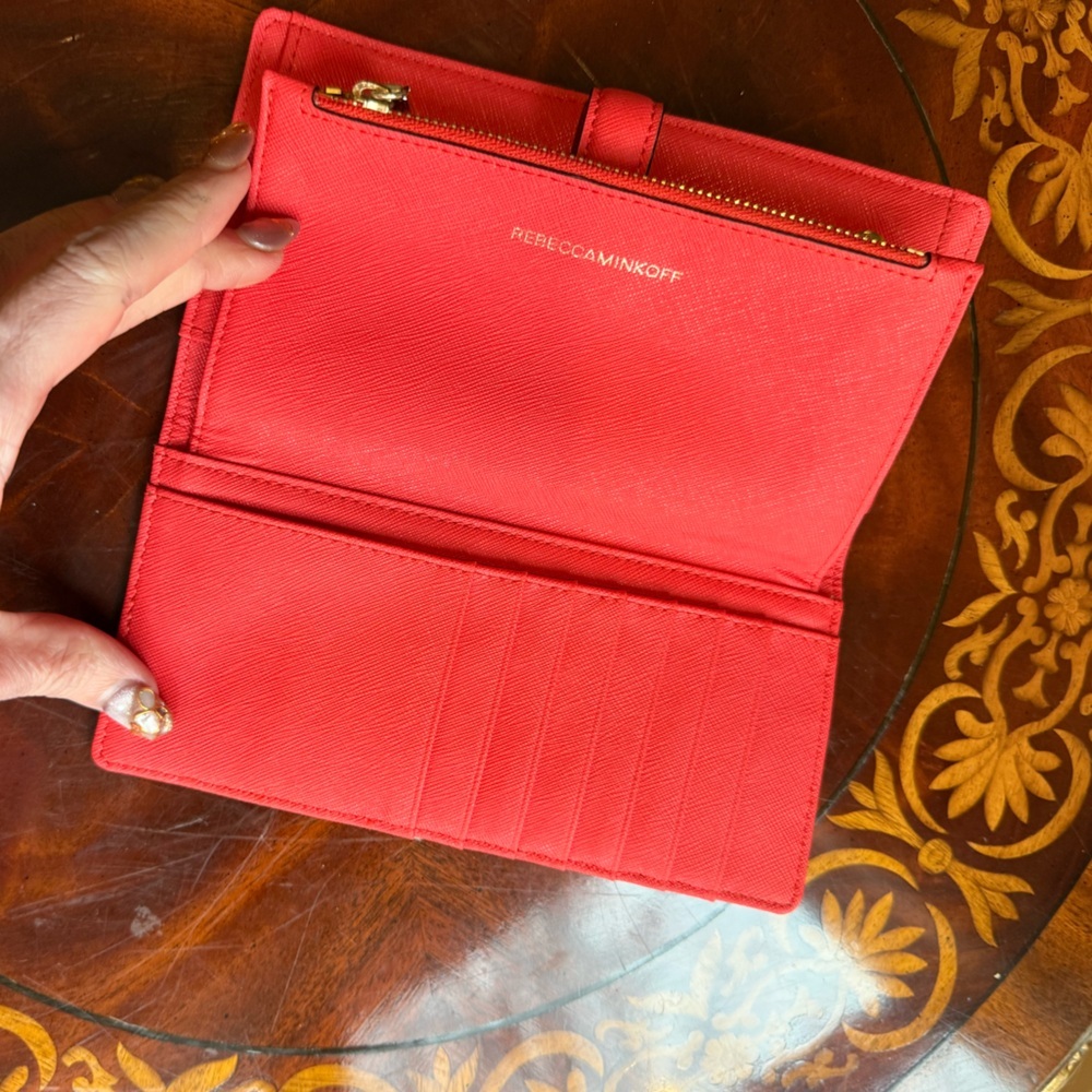 NWOT Rebecca Minkoff Navy Blue/Red Saffiano Leather Wallet MSRP$195 - Picture 6 of 11